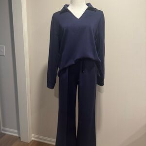 Amazon Women's Deep Blue Wide Leg Two Piece Set